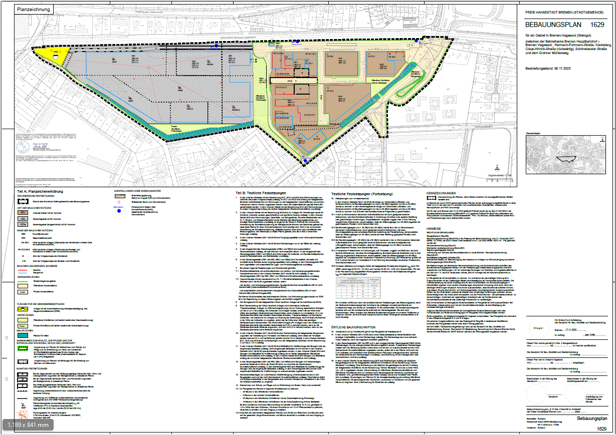 Bebauungsplan aufrufen - Bitte beachten Sie die Ladezeit. Die Plangröße kann mehrere MB sein.